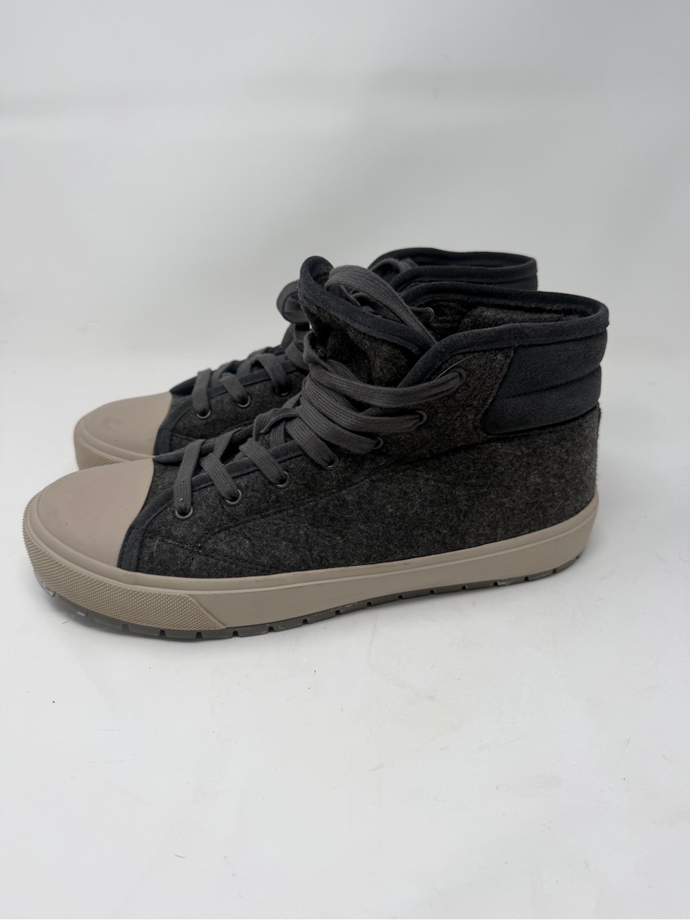 Zara Dark Gray High-Top Sneakers with Tan Sole